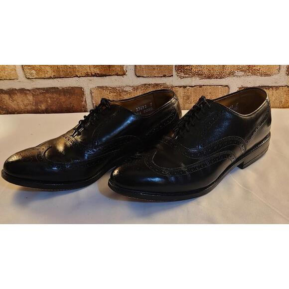 Allen Edmonds Chester Oxford Dress Shoes Mens Sz 7.5D Black Leather Wingtip GUC - Picture 3 of 12
